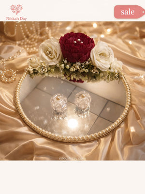 Luxury Pearl Mirror Tray for Islamic Weddings – Bridal Decor Centerpiece
