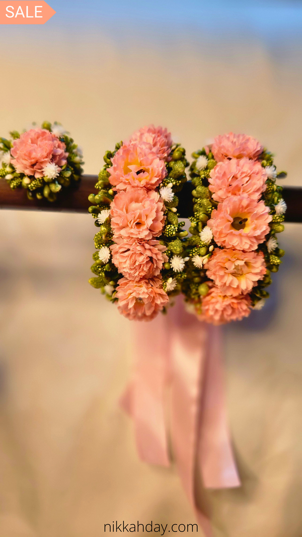 Pink Floral Bridal Bangles – Mehndi & Haldi Jewelry