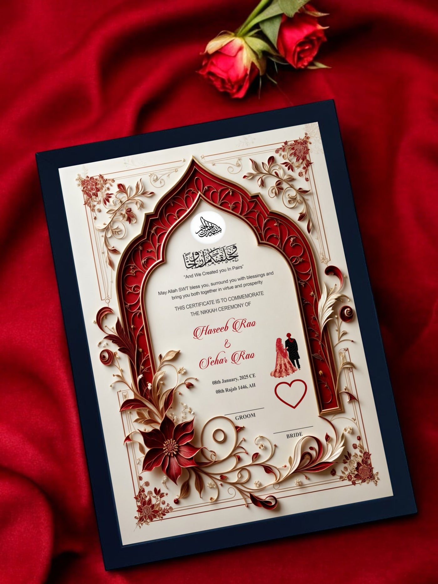 Nikah Frameborder Print Laal Ishq Nikah Frame – Red Love Symbolic Decor | Nikkahday ...