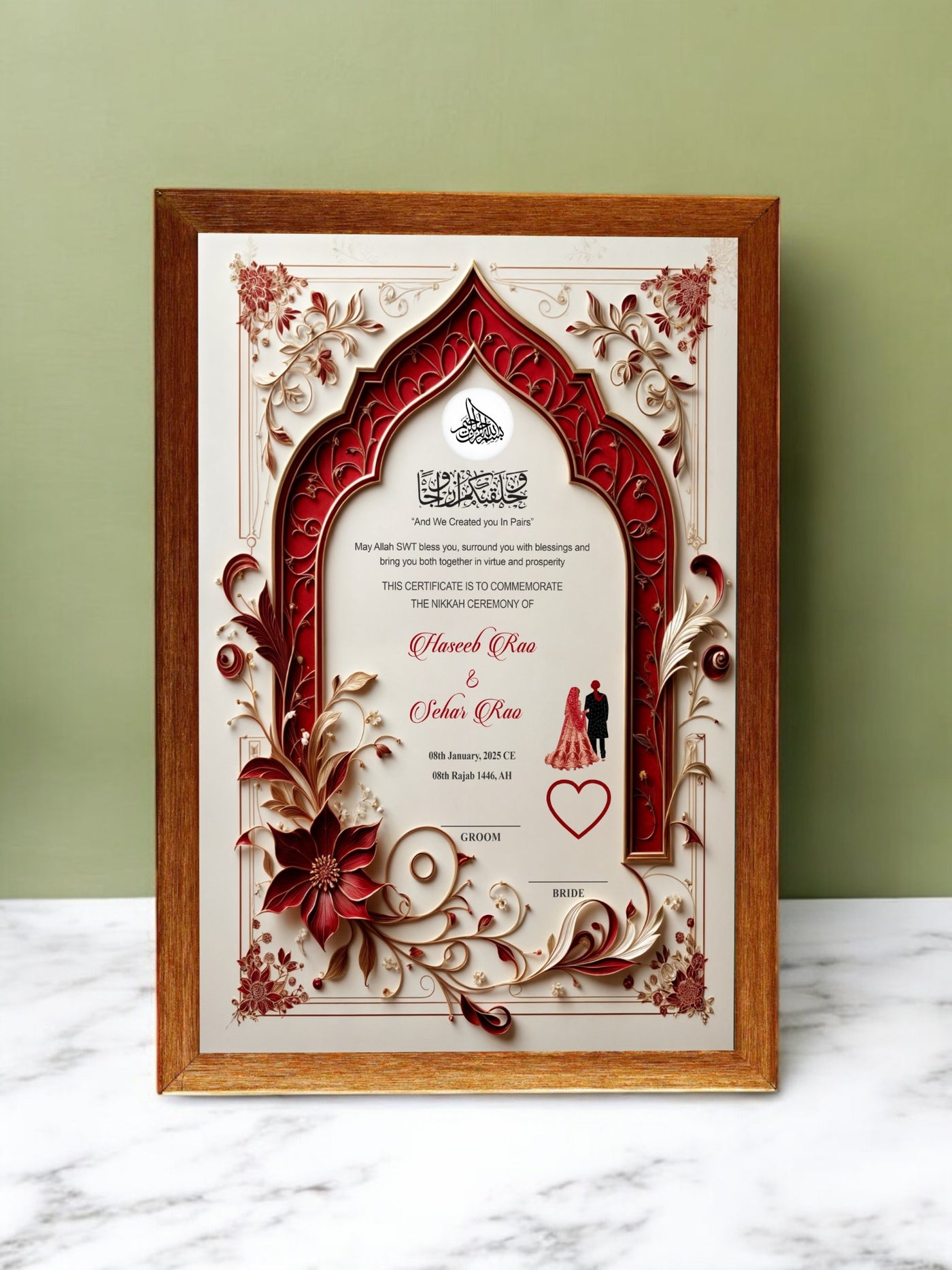Nikah Frame Print Laal Ishq Nikah Frame – Red Love Symbolic Decor | Nikkahday ...