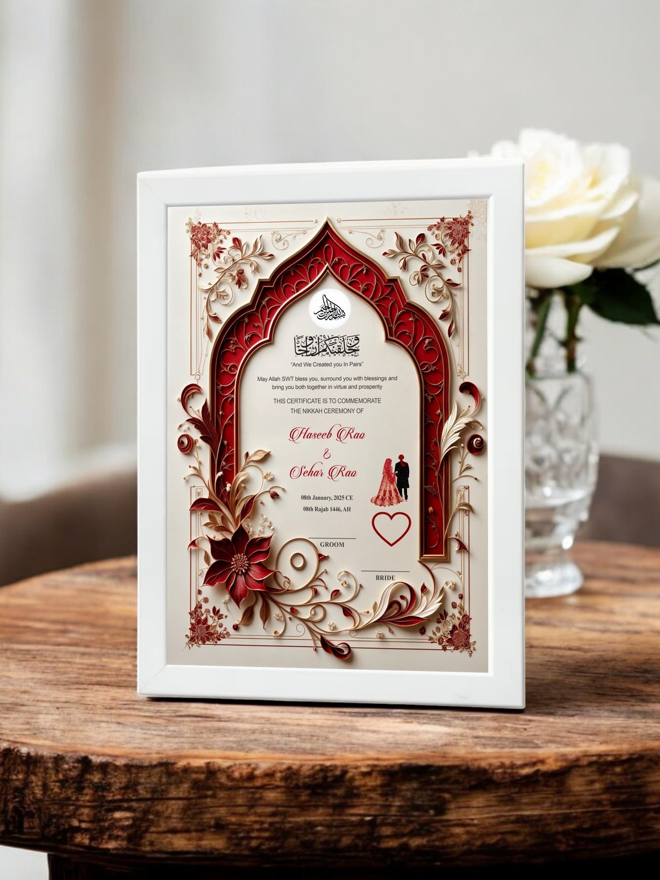 Nikah Frame Print Laal Ishq Nikah Frame – Red Love Symbolic Decor | Nikkahday ...