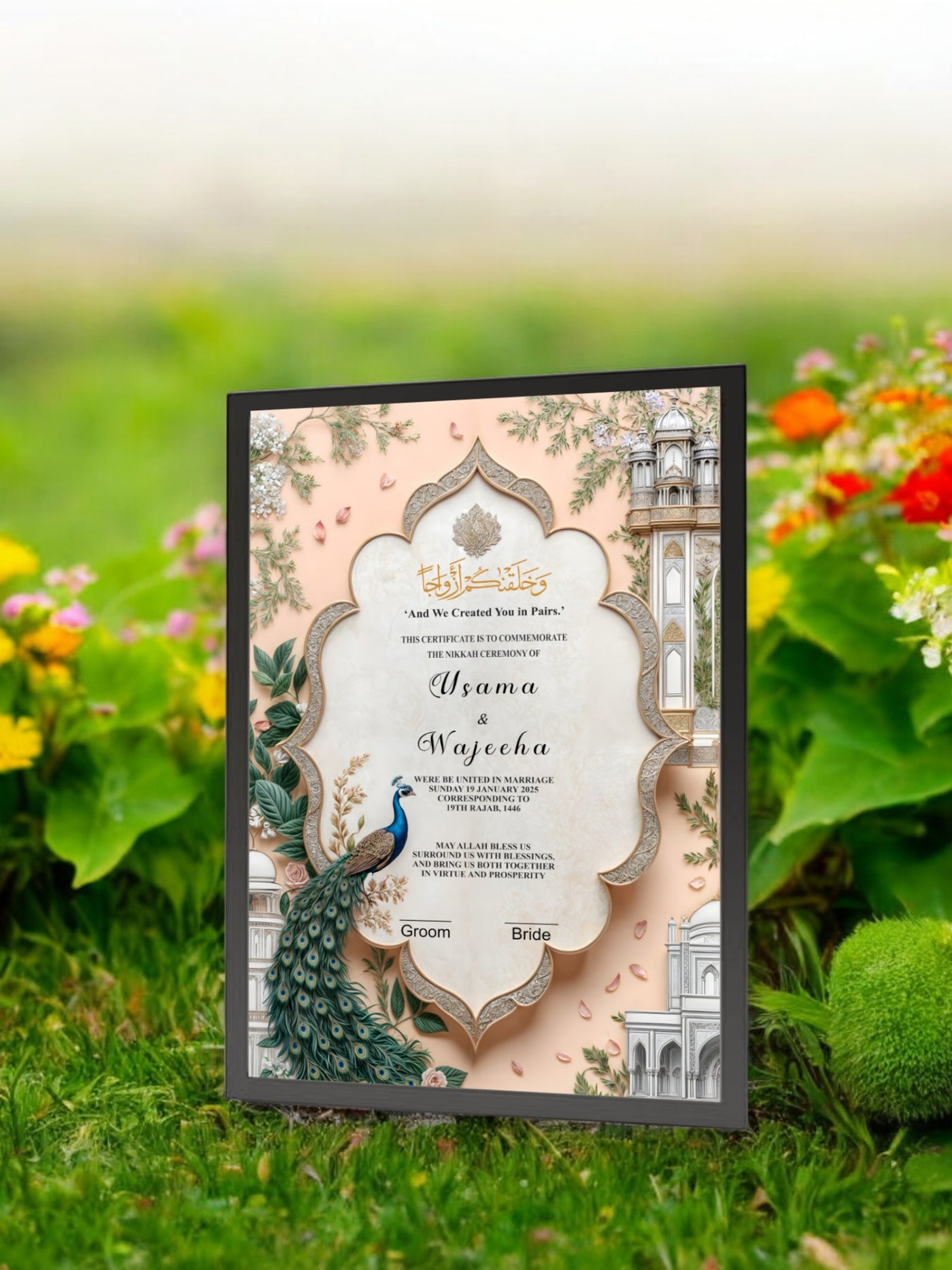 Aesthetic Peacock Nikah Frame