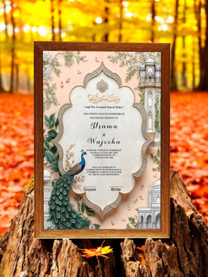 Aesthetic Peacock Nikah Frame