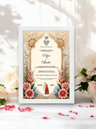 Print Pink Floral Nikah Frame