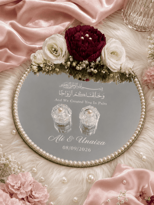 Burgundy Floral Mirror Ring Tray