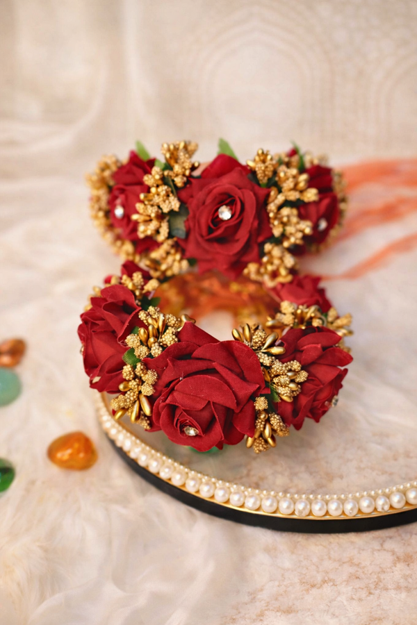 Luxury Red Rose Bridal Corsage Set – Wedding Floral Jewelry