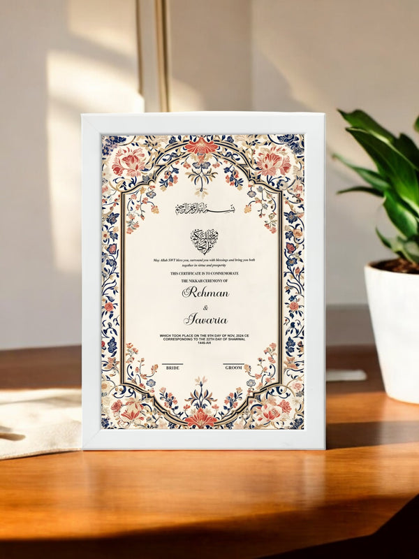 Floral Lovely Nikah Nama Frame