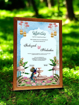 Floral Peacock Taj Nikah Frame