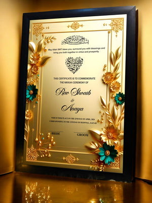 Golden Flowers Nikah Frame