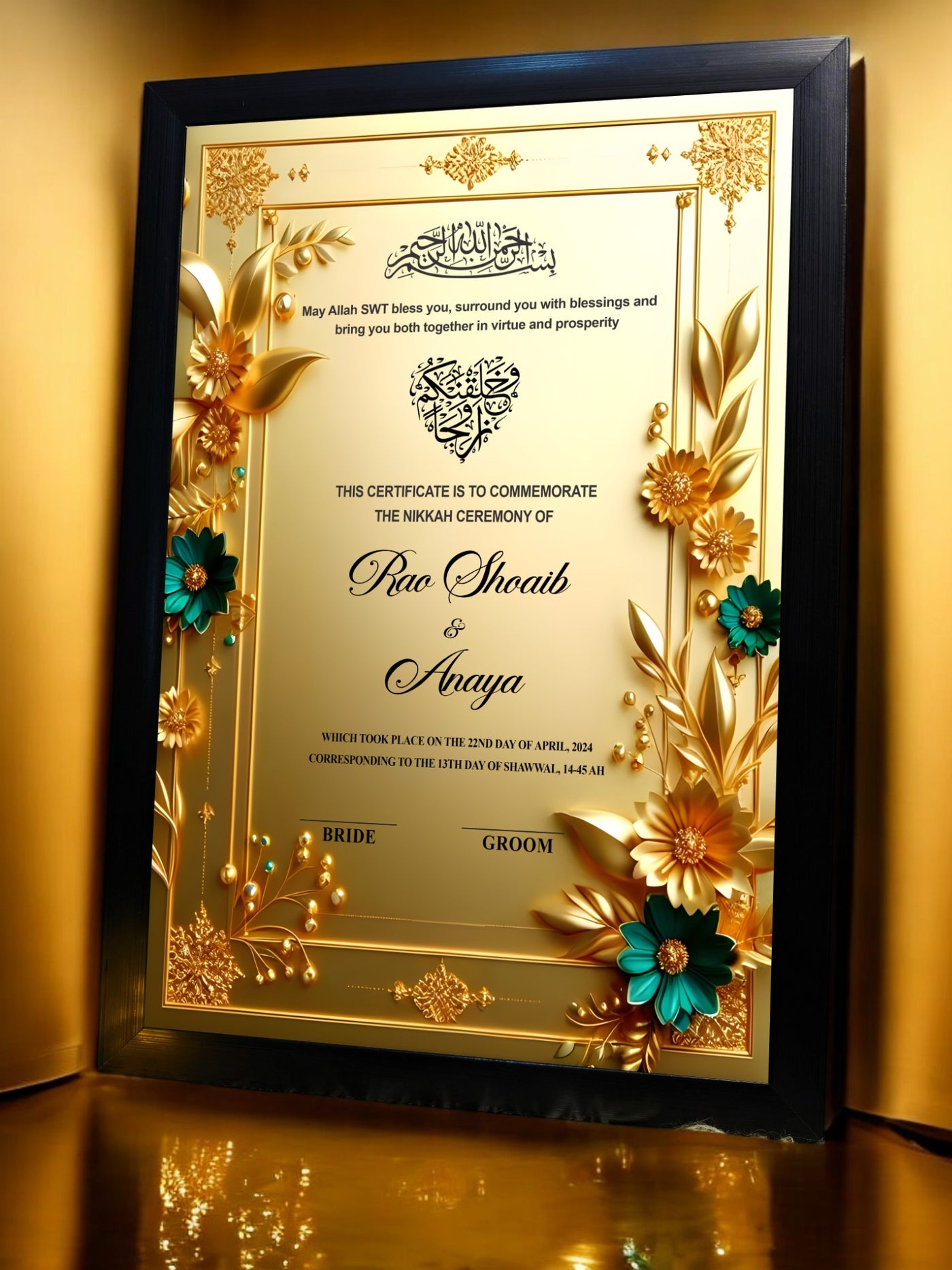 Golden Flowers Nikah Frame Luxurious Nikah Nama By Nikkahday Nikkah Day golden-flowers-nikah-frame-luxurious-nikah-nama-by-nikkahday-nikkah-day