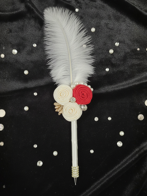 Handcrafted White and Red Nikah Pen