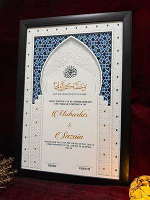 Blue Bloom Mandala Nikah Frame