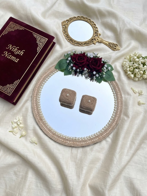 Jute Love Mirror Ring Tray with RIng Boxes