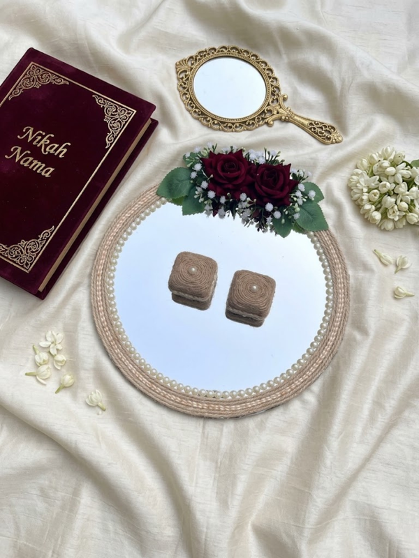 Jute Love Mirror Ring Tray with RIng Boxes