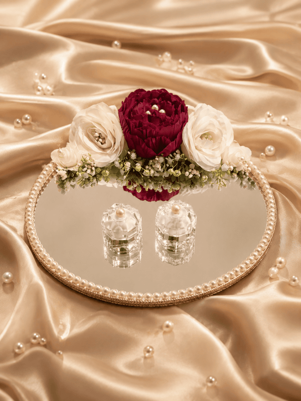 Luxury Pearl Mirror Tray for Islamic Weddings – Bridal Decor Centerpiece