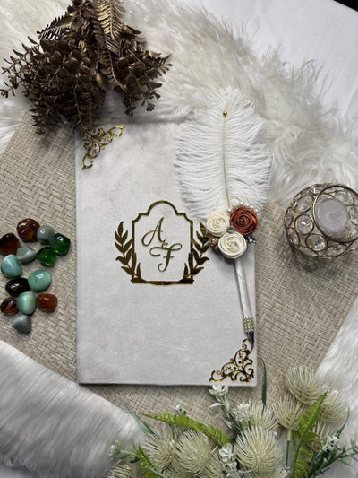 Light Gray Nikah Booklet With Pen Nikkahday