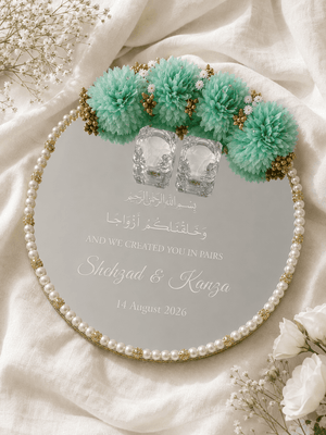 Mint Bloom Pearl Mirror Ring Tray