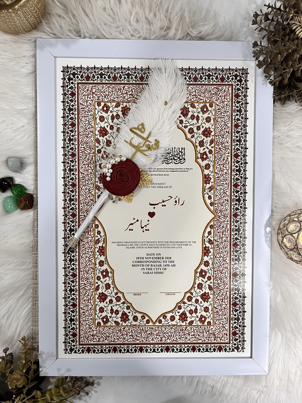 Mughal Heritage Nikah Frame With Pen