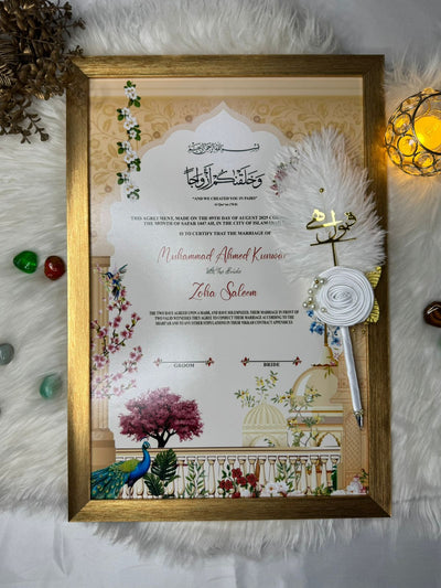 Peacock Love Nikah Frame With Pen By Nikkahday 2