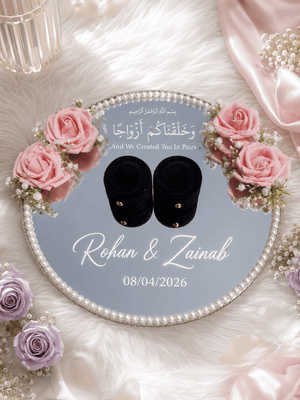 Premium Pink Rose Mirror Ring Tray