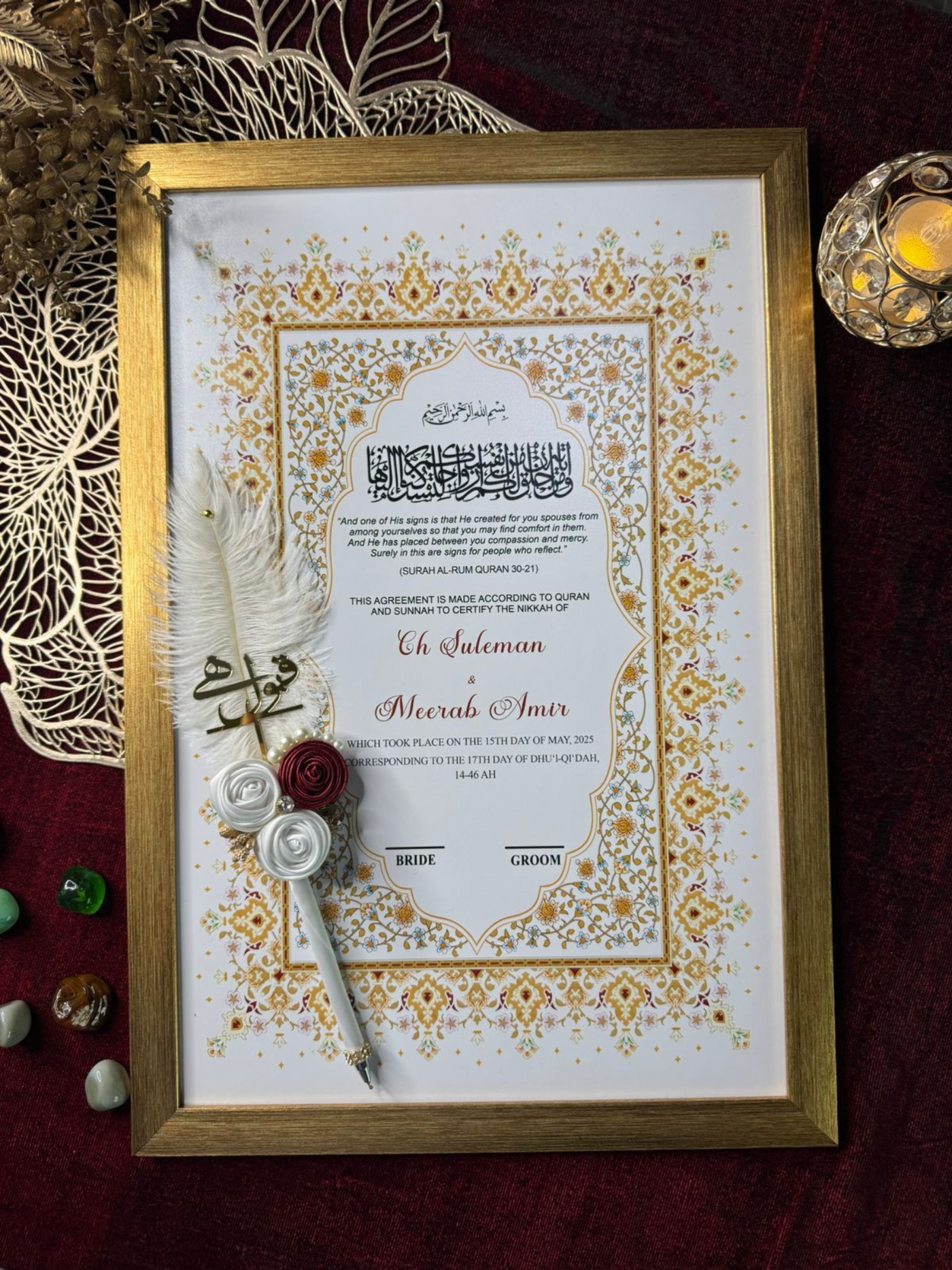 Premium Royals Lovely Nikah Frame With Pen 2