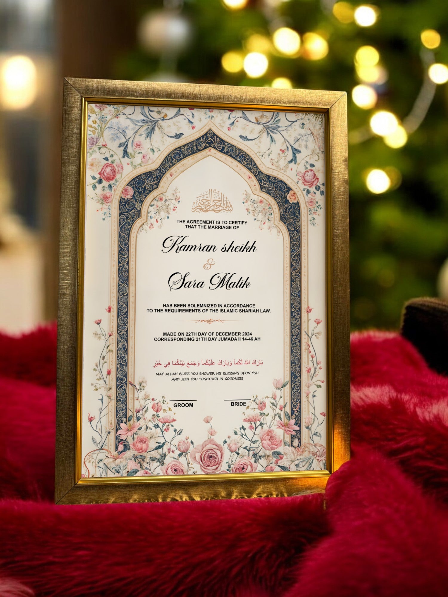 Nikah Frame Lovely Spouse Premium Nikah Nama – Symbol of Love Shop Now | Nikkahday ...