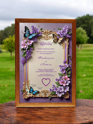 Purple Butterfly Print Nikah Frame