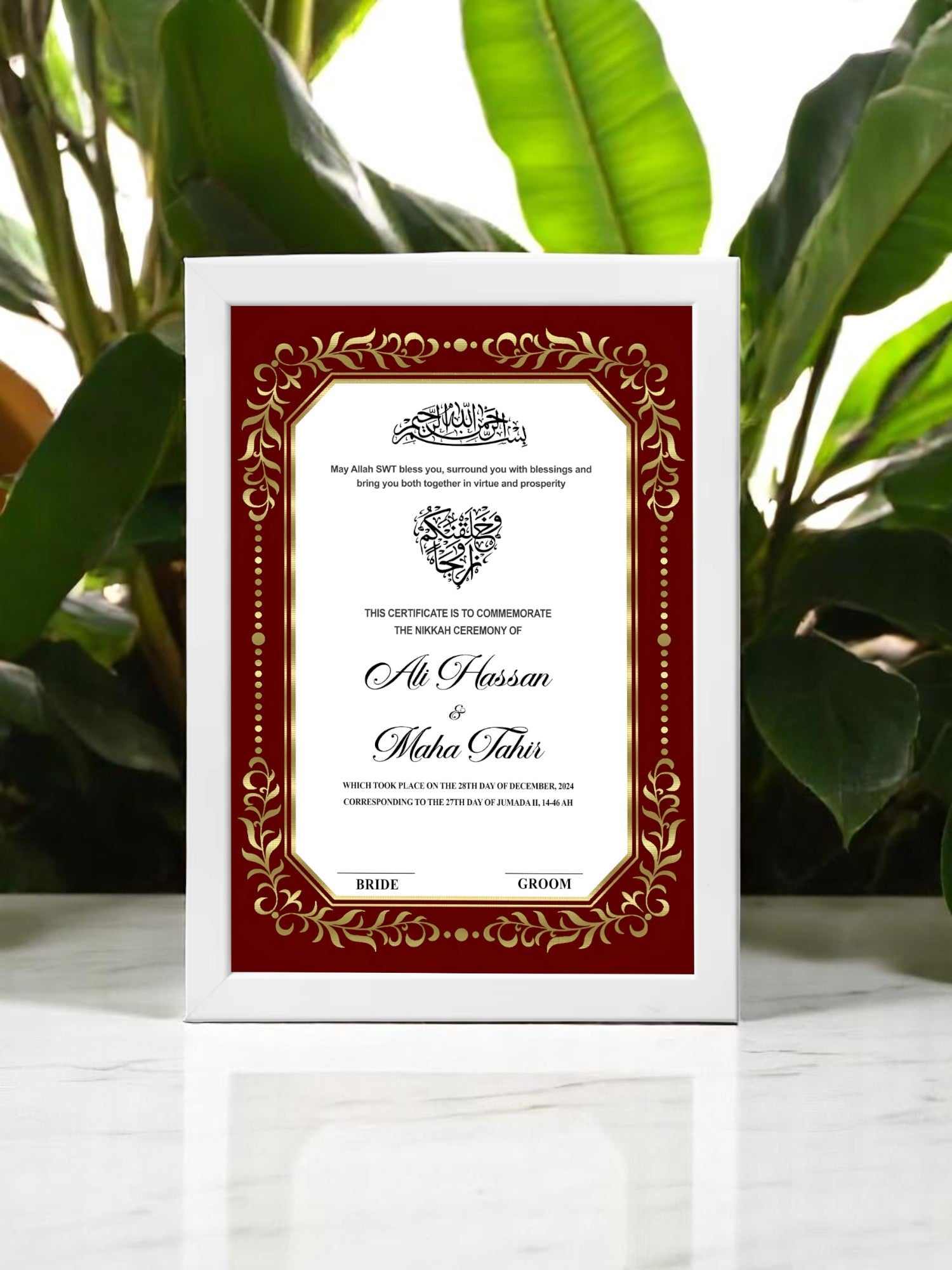 Red Rumble Roses Nikah Frame – Premium Mandala Wedding Frame – Nikkah Day