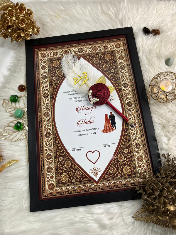 Royal Kashmiri Nikah Frame with pen