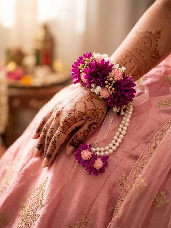 Royal Plum and Baby Pink Floral Bridal Gajray
