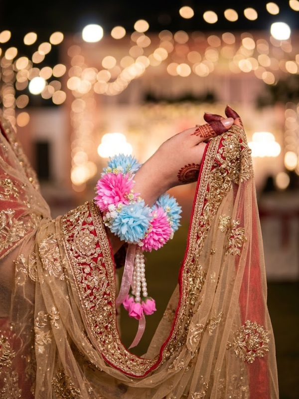 Sky Blue and Candy Pink Floral Bridal Gajray