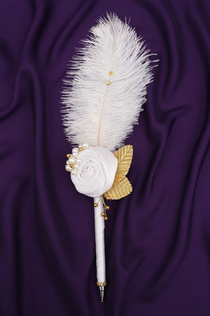 White Color Ostrich fur hand made Nikkah Pen